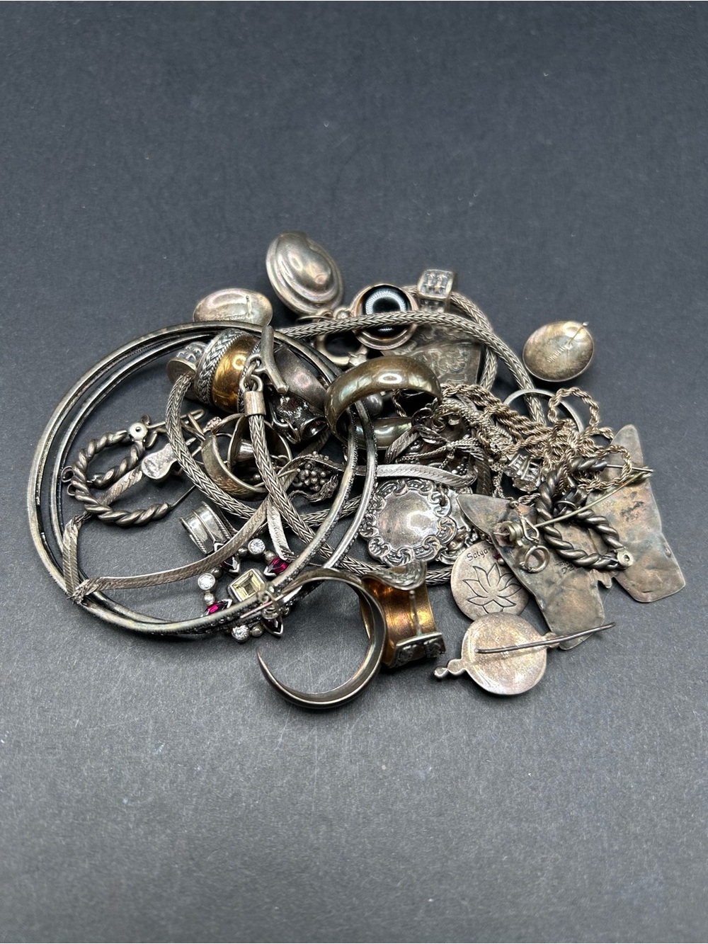 VTG to Modern Sterling Silver and Stone Lot Craft and Wearable 148g